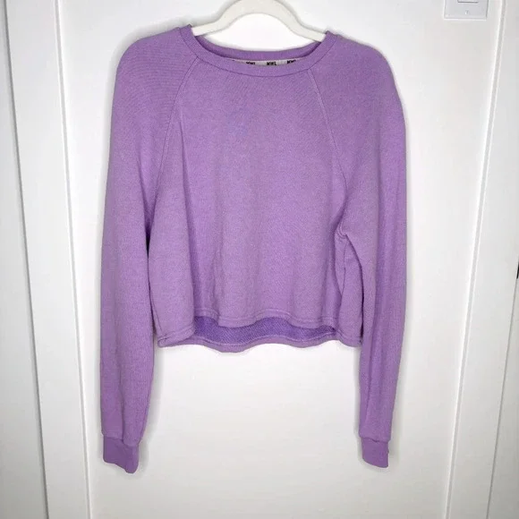 Madewell MWL AiryTerry Crop Sweatshirt in Heather Bright Violet Size S - Picture 2 of 6